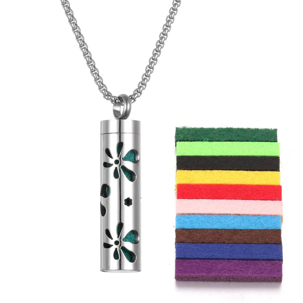 Stainless Steel Aromatherapy Necklace Diffuser Pendant Aroma Diffuser Locket Perfume Essential Oil Diffuser Pendant Necklace