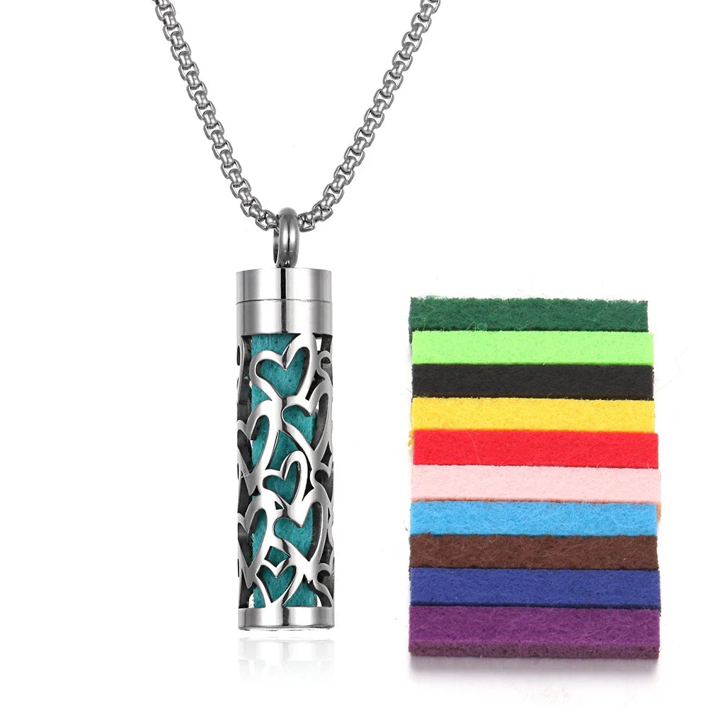 Stainless Steel Aromatherapy Necklace Diffuser Pendant Aroma Diffuser Locket Perfume Essential Oil Diffuser Pendant Necklace