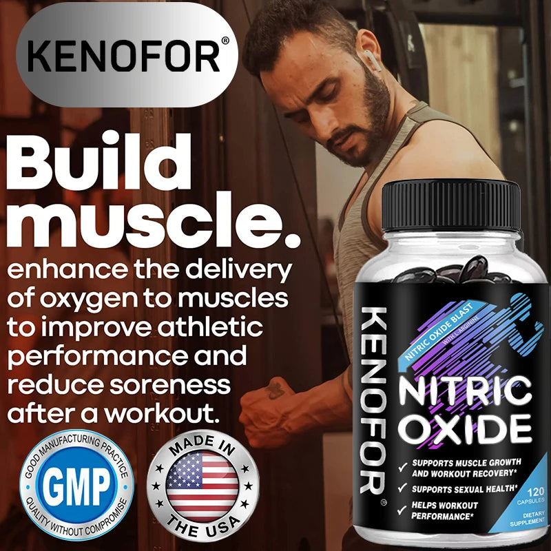Male Strength Supplement - Premium Nitrogen Booster, Supports Stronger Blood Flow, Circulation, Nutrient Delivery, 120 Capsules