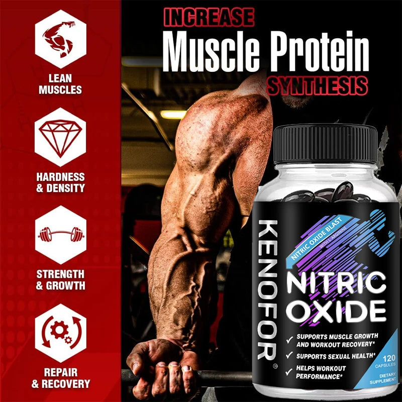 Male Strength Supplement - Premium Nitrogen Booster, Supports Stronger Blood Flow, Circulation, Nutrient Delivery, 120 Capsules
